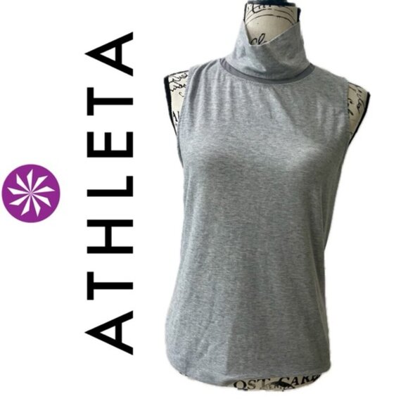 ATHLETA MOCK NECK SLEEVELESS TOP GREY COLOR SIZE SMALL - Picture 1 of 15